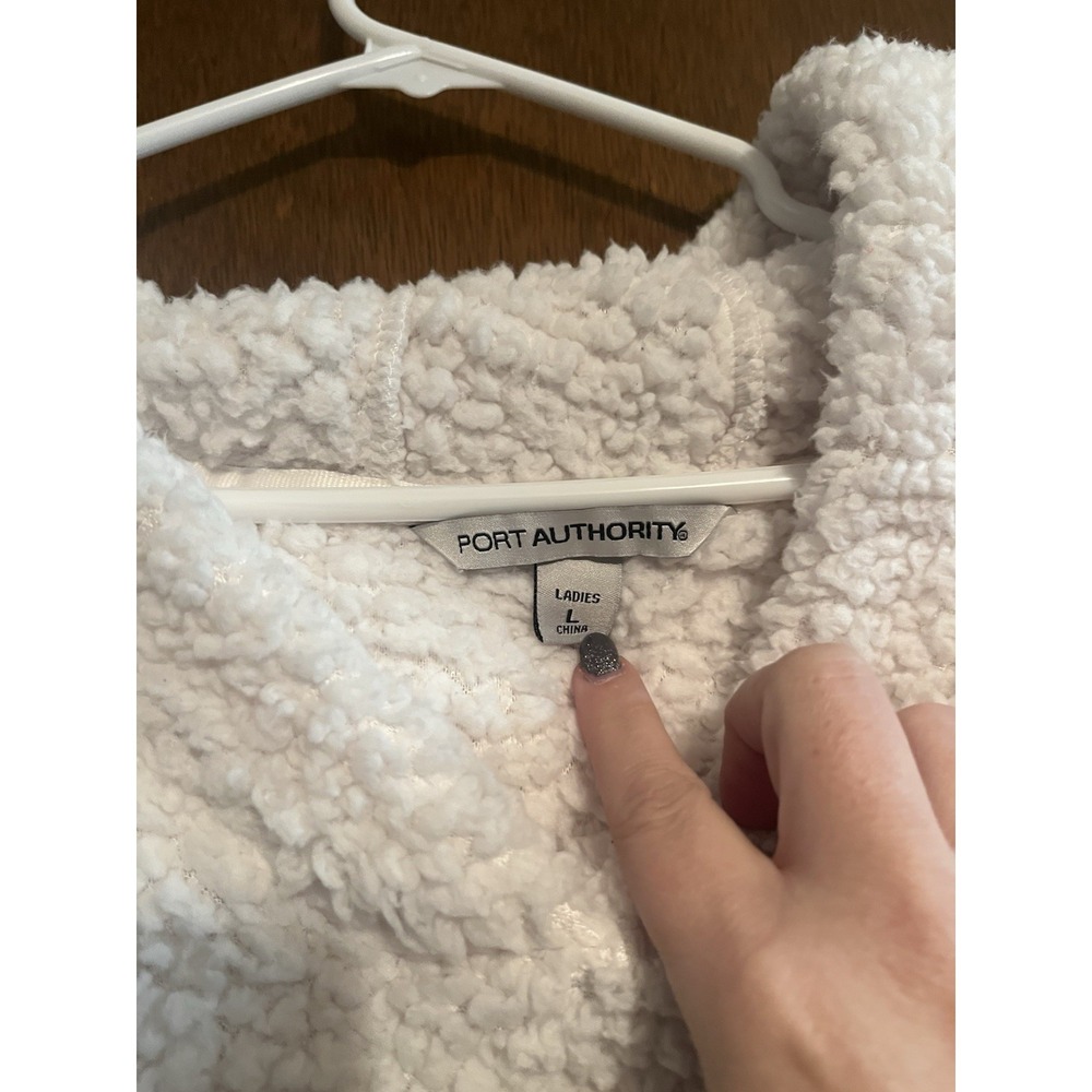 Kappa Kappa Gamma Cropped Fleece Hoodie- Size L- White- Port Authority - Picture 3 of 4
